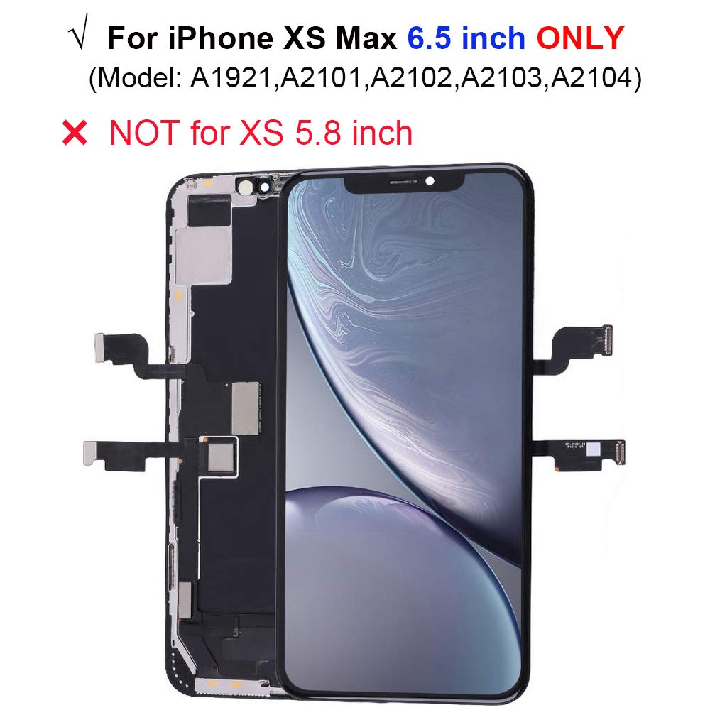 iPhone Xs Max 6.5 Inch Soft OLED Screen Replacement (Not LCD) - 3D Touch Display Digitizer Repair Kit with Tools | Perfect for DIY Phone Repair & Screen Damage Fixes