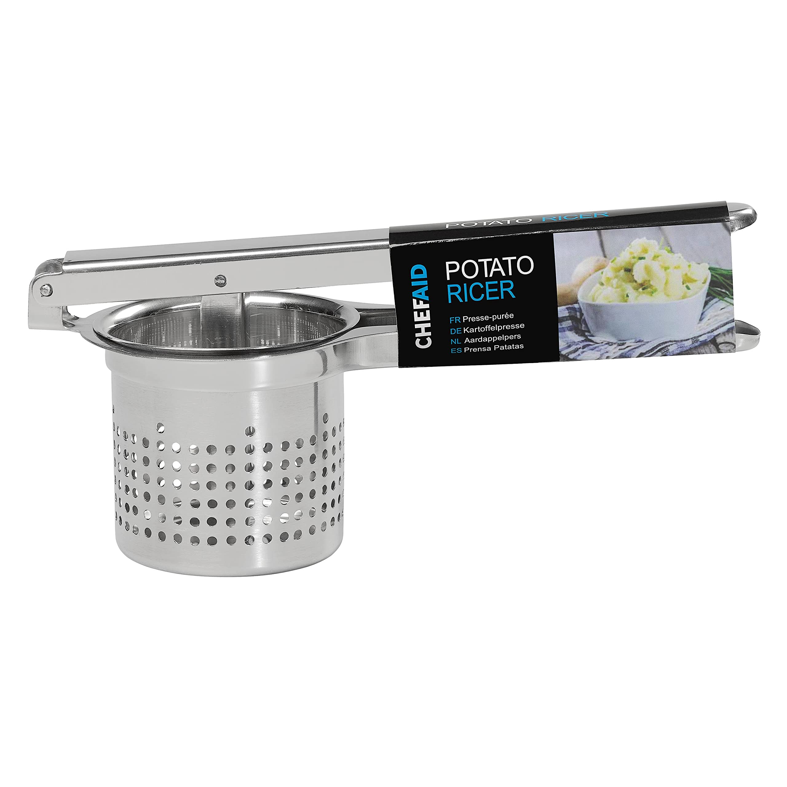 Premium Stainless Steel Potato Ricer - Heavy Duty Kitchen Tool for Mashed Potatoes, Baby Food & Purees - Perfect for Home Chefs & Restaurants