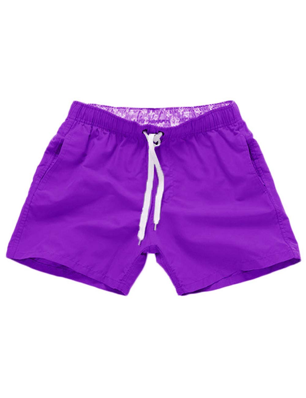 JadeRich Men's Solid Color Elastic Waist Casual Shorts - Adjustable Lace-Up Beach Shorts with Pockets | Perfect for Summer, Swimming, Vacation & Outdoor Activities