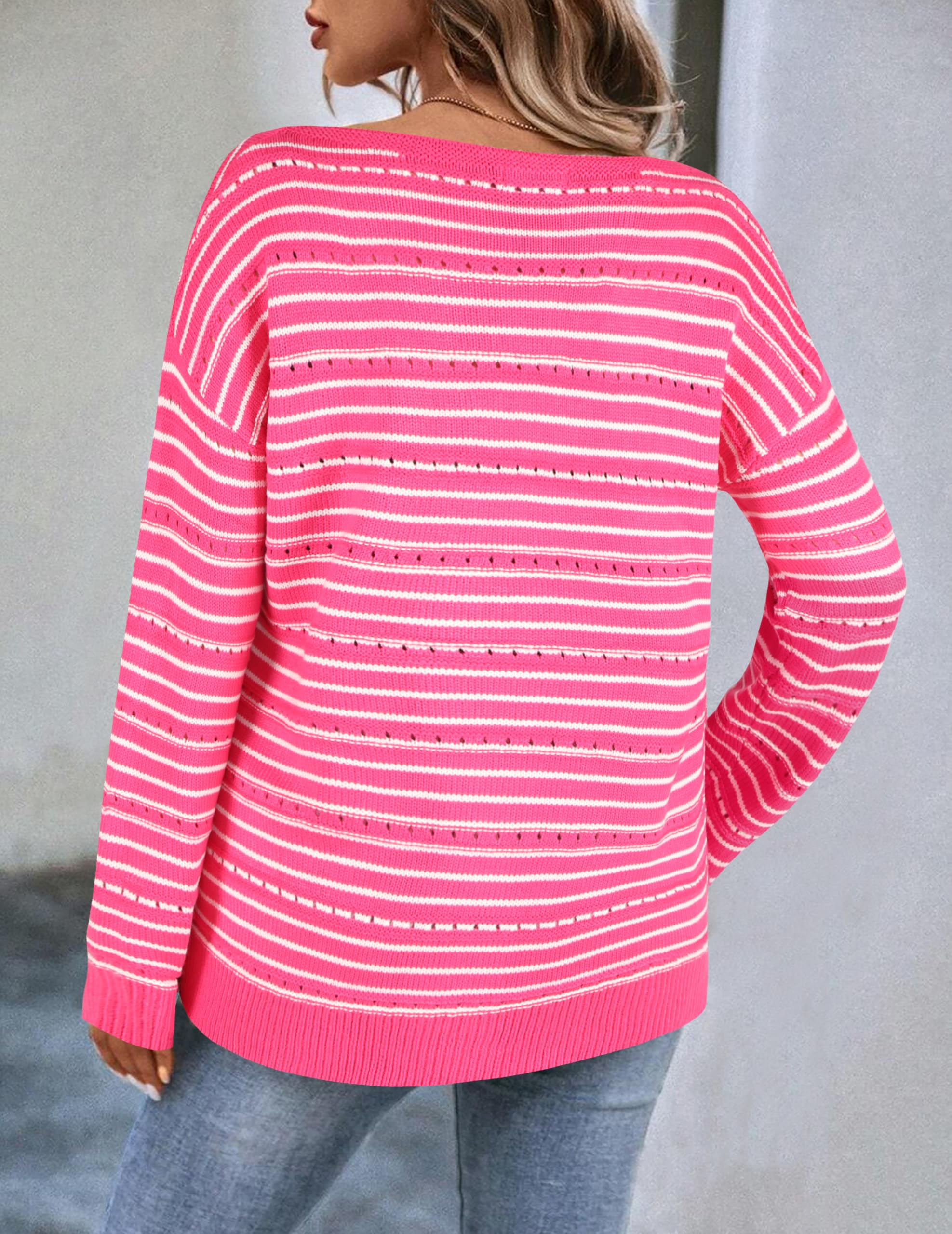 Zeagoo Women's Cute Long Sleeve Off Shoulder Sweater - Hollow Out Crochet Pullover Top for Casual & Dressy Outfits | Perfect for Date Night, Office Wear & Fall Fashion