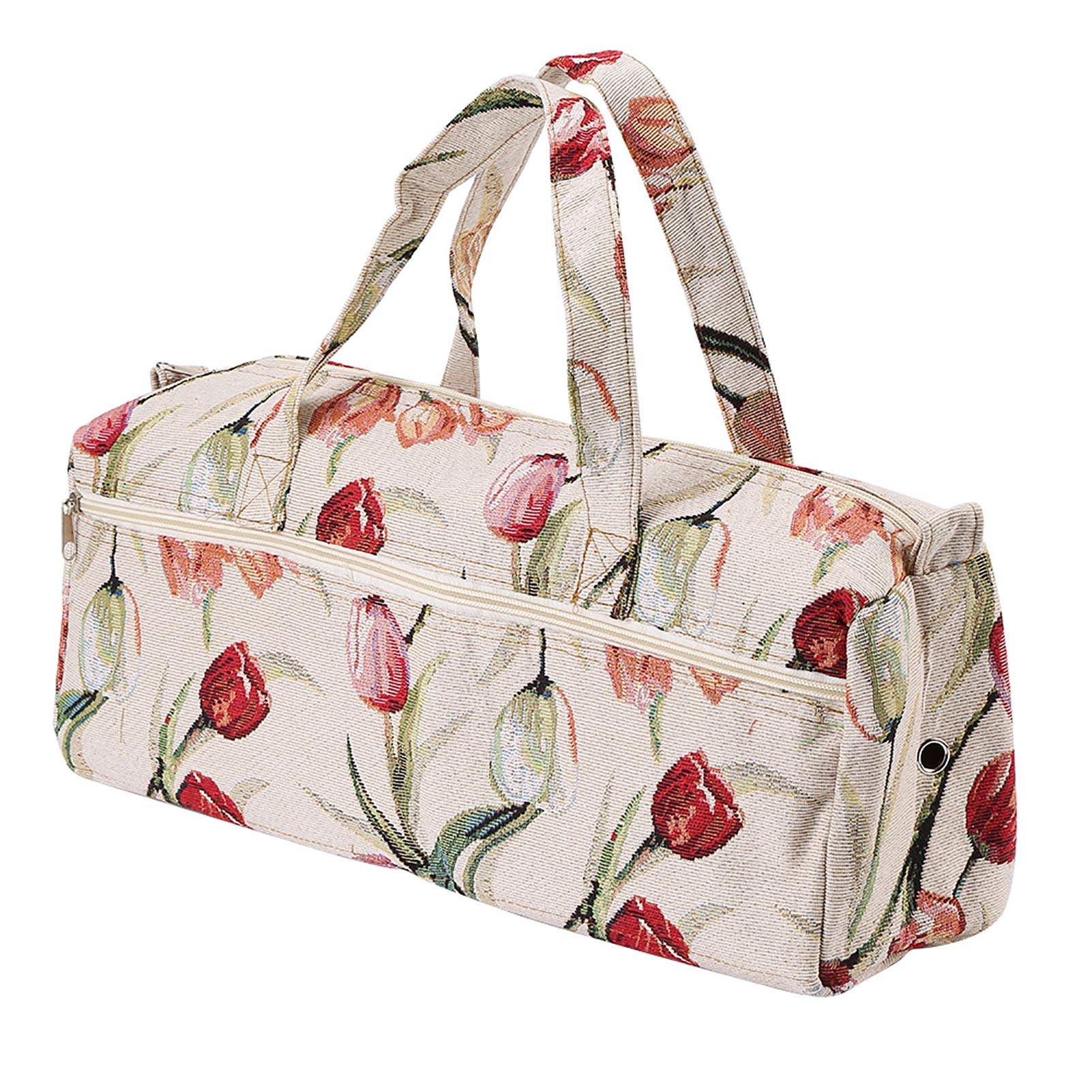 Knitting Bag Organizer - Travel Makeup Case & Sewing Storage Pouch, Handmade Jacquard Fabric (Rose, 12