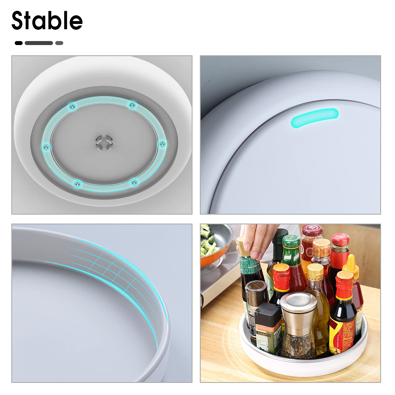 LAMY 10-Inch Lazy Susan Turntable Organizer - 360° Rotating Storage Solution for Kitchen Cabinets, Refrigerator, Pantry & Bathroom - Space Saving Organizer for Spices, Cosmetics & Dining Table Essentials - Durable Grey Plastic for Home & Office Use