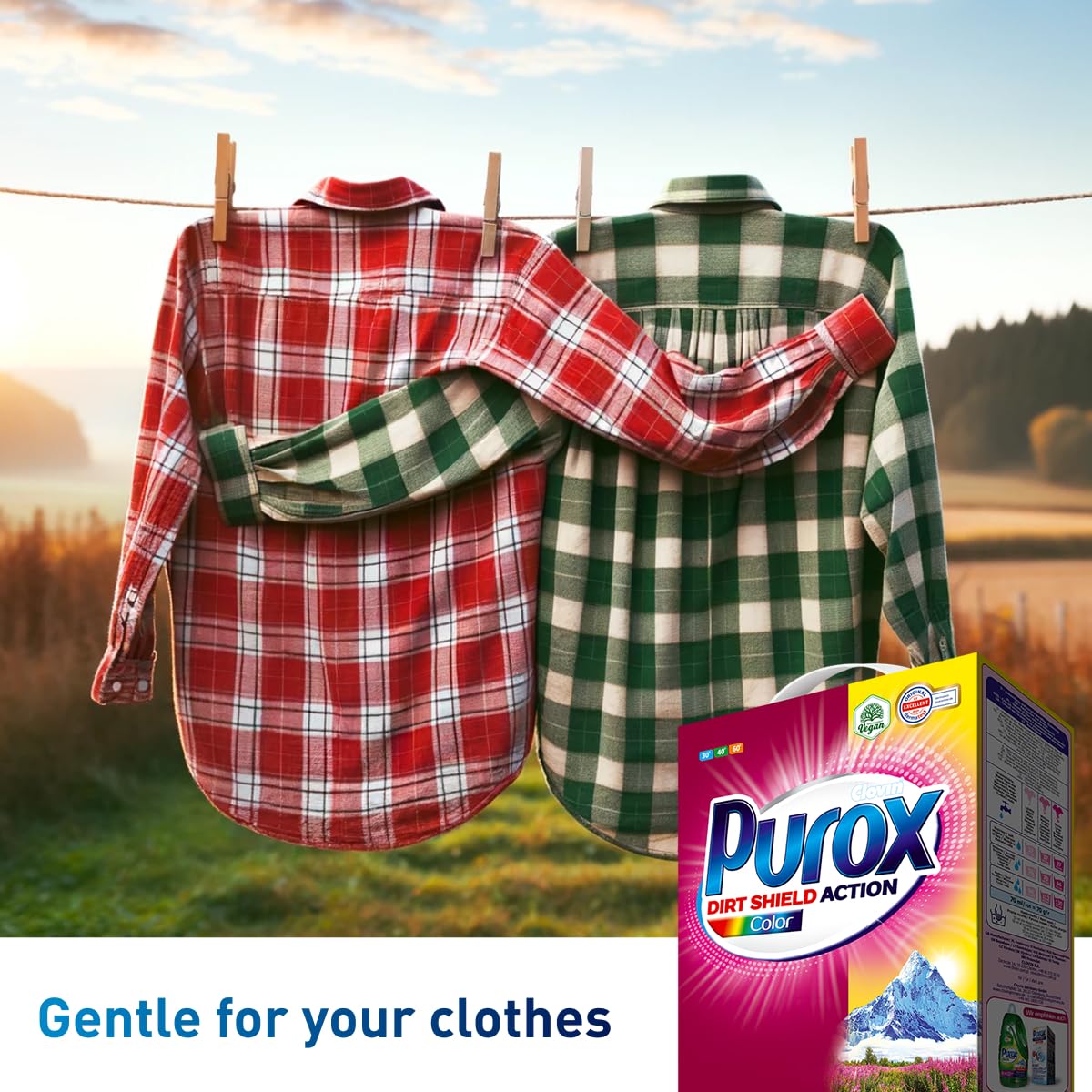 PUROX Color Laundry Detergent Powder in Box (142 WL) 10kg - Powerful Stain Removal for Whites & Colors, Ideal for Family Laundry & Bulk Washing