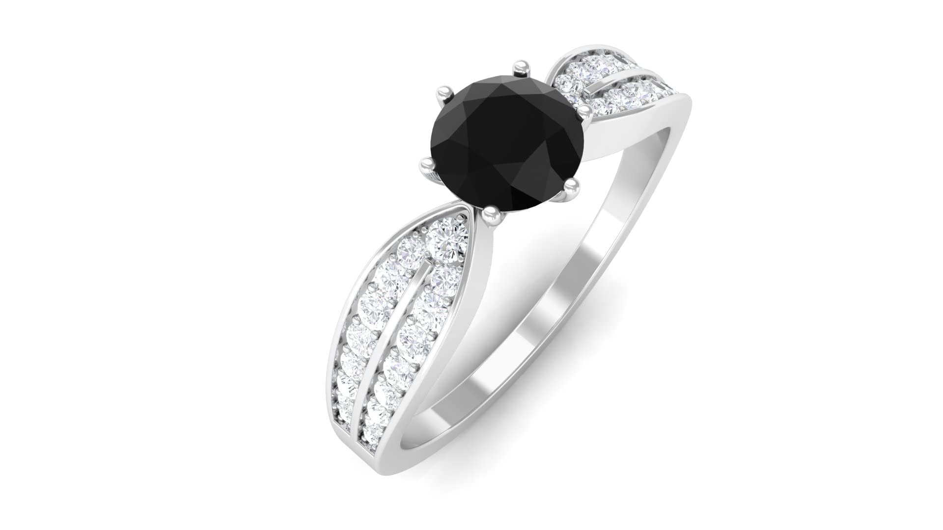1 CT Black Onyx and Diamond Ring for Women - 5mm Round Black Onyx Engagement Ring in 14K Gold | Elegant Jewelry Gift for Anniversary, Wedding & Special Occasions
