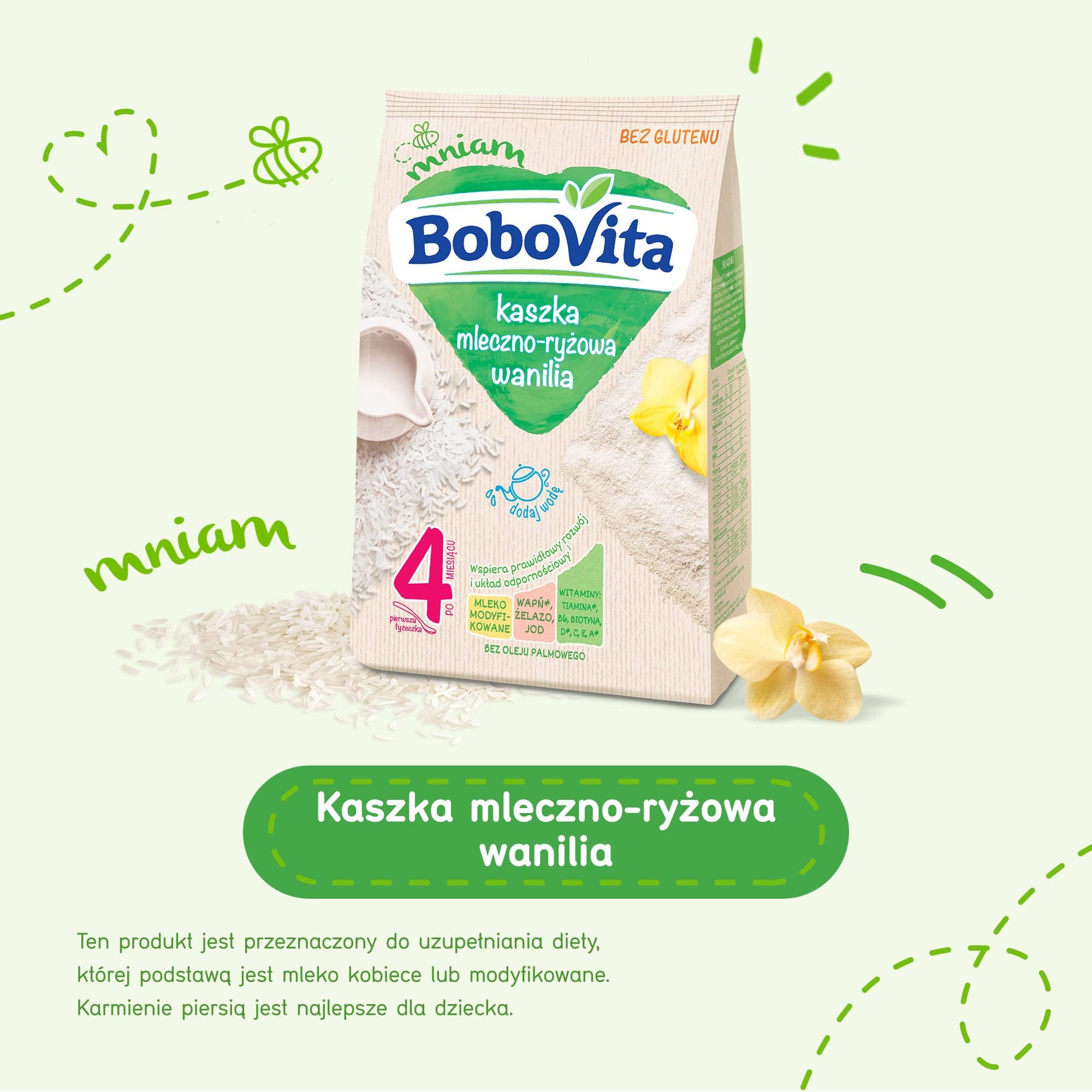 Bobovita Vanilla Milk & Rice Baby Cereal - 230g (8.1oz) | Easy-to-Digest First Food for Infants | Ideal for Weaning, Nighttime Feeding & On-the-Go Nutrition