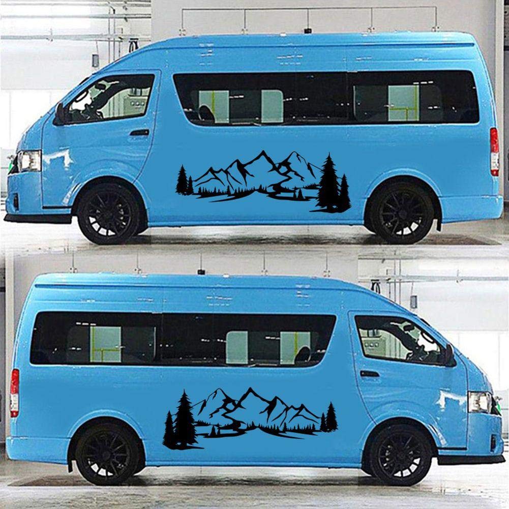 2PCS Mountain Tree Forest Vinyl Car Stickers - Universal Decals for Car, Caravan, RV & Camper Accessories - Perfect for Outdoor Enthusiasts & Road Trips