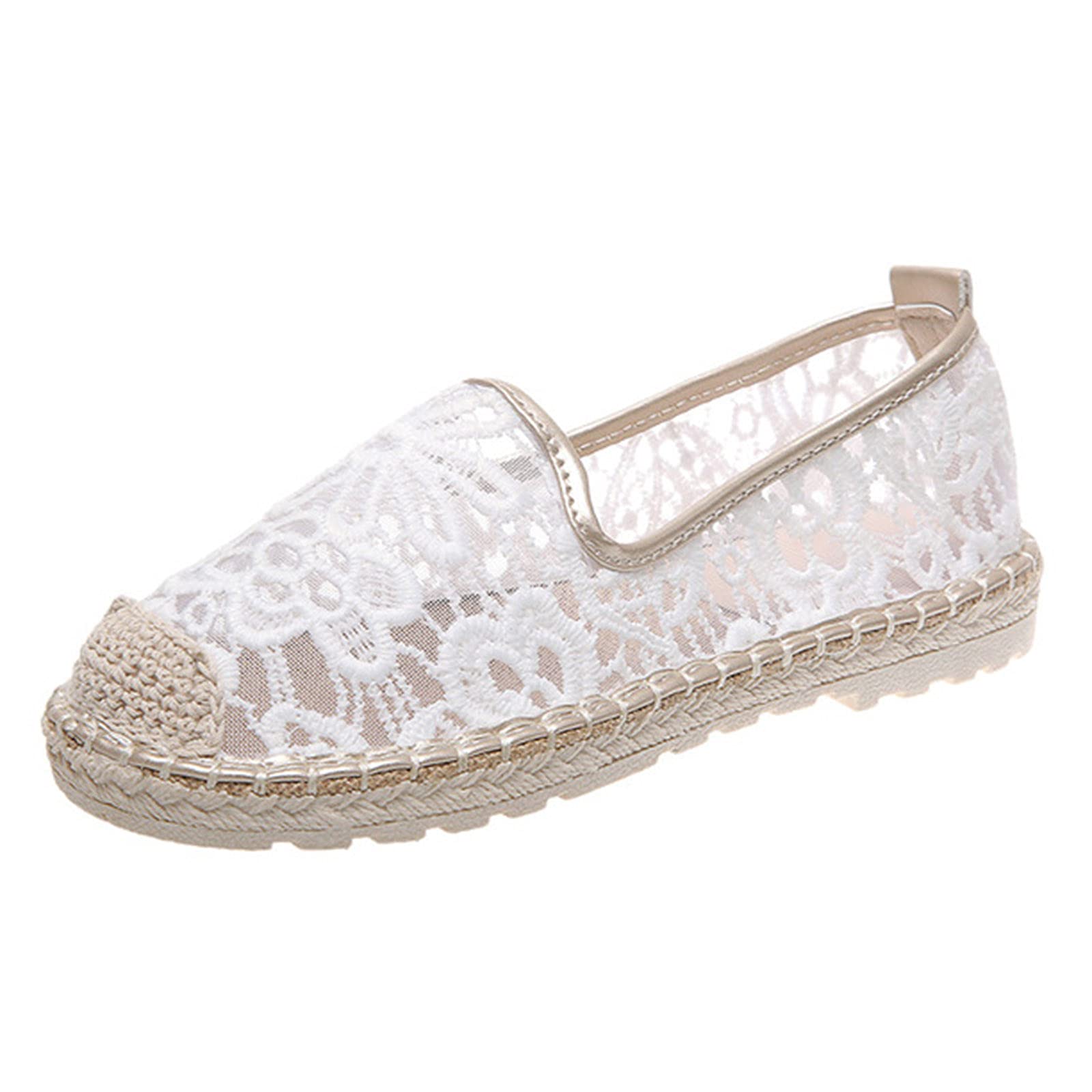 Women's Walking Shoes - Comfortable Flat Loafers with Lace Flower Embroidery | Breathable Mesh Slip-On Casual Sneakers | Perfect for Work, Travel & Everyday Wear