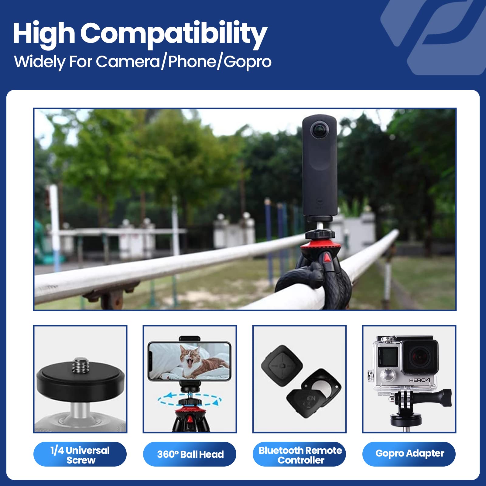 Fotopro Flexible Tripod with Wireless Remote for Smartphones - Waterproof, Durable & Portable Phone Tripod Stand for Travel, Live Streaming, Vlogging, YouTube Videos & Outdoor Photography