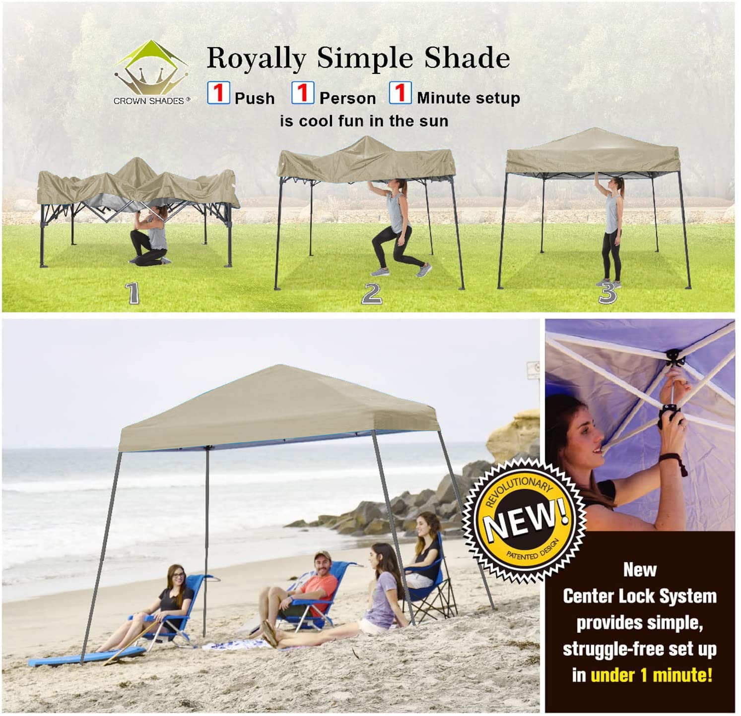 6.5x6.5ft Pop Up Canopy Tent with Carry Bag - Beach & Sports Shelter for Outdoor Events
