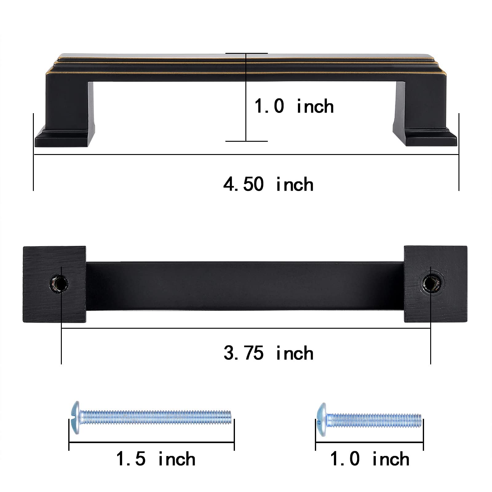 Oil Rubbed Bronze Cabinet Handles - 10 Pack (3-3/4 Inch) | Decorative Drawer Pulls for Kitchen Cabinets, Bathroom Vanity, Dresser & Cupboard Doors | Durable Hardware for Home Renovation & Furniture Upgrade