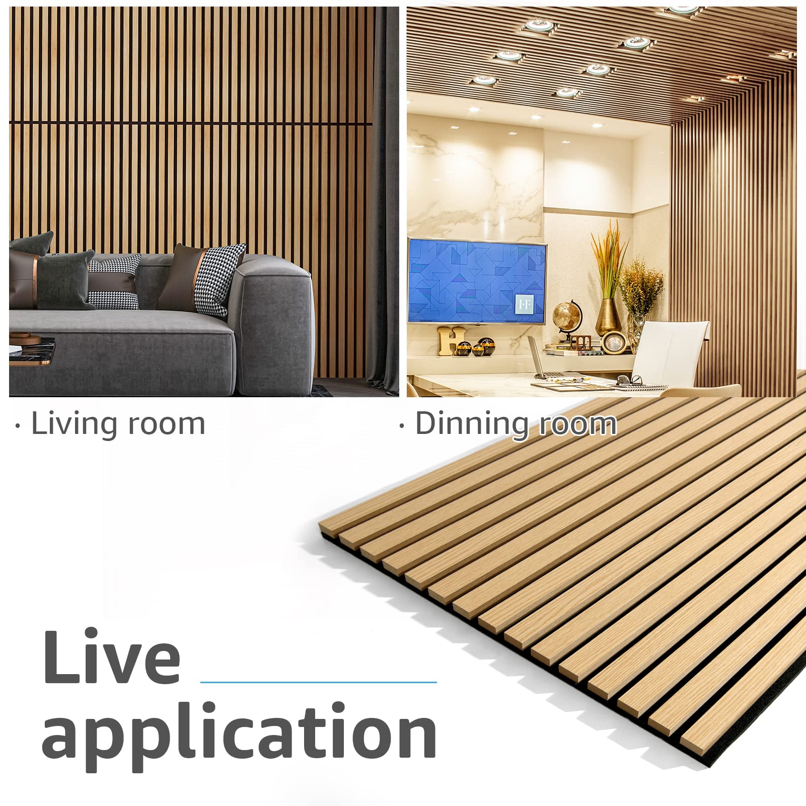Art3d 2 Pack Wood Slat Acoustic Panels for Wall & Ceiling - 3D Fluted Sound Absorbing Panels with Natural Oak Finish - Home Theater, Office, Studio & Music Room Noise Reduction Solution
