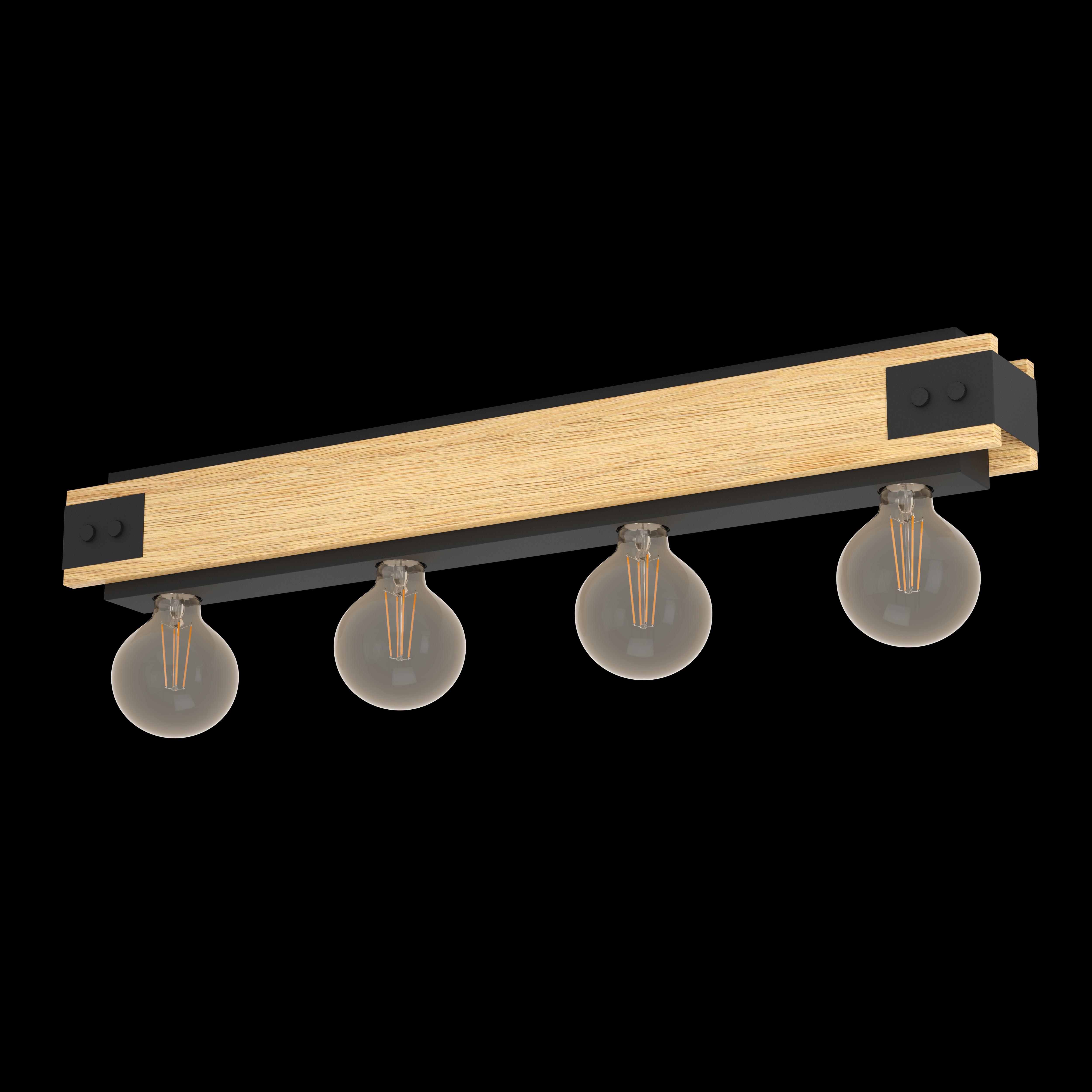 Eglo Layham 4-Light Wooden Flush Mount Ceiling Light Fixture - Perfect for Kitchen, Dining Room, and Bar Lighting
