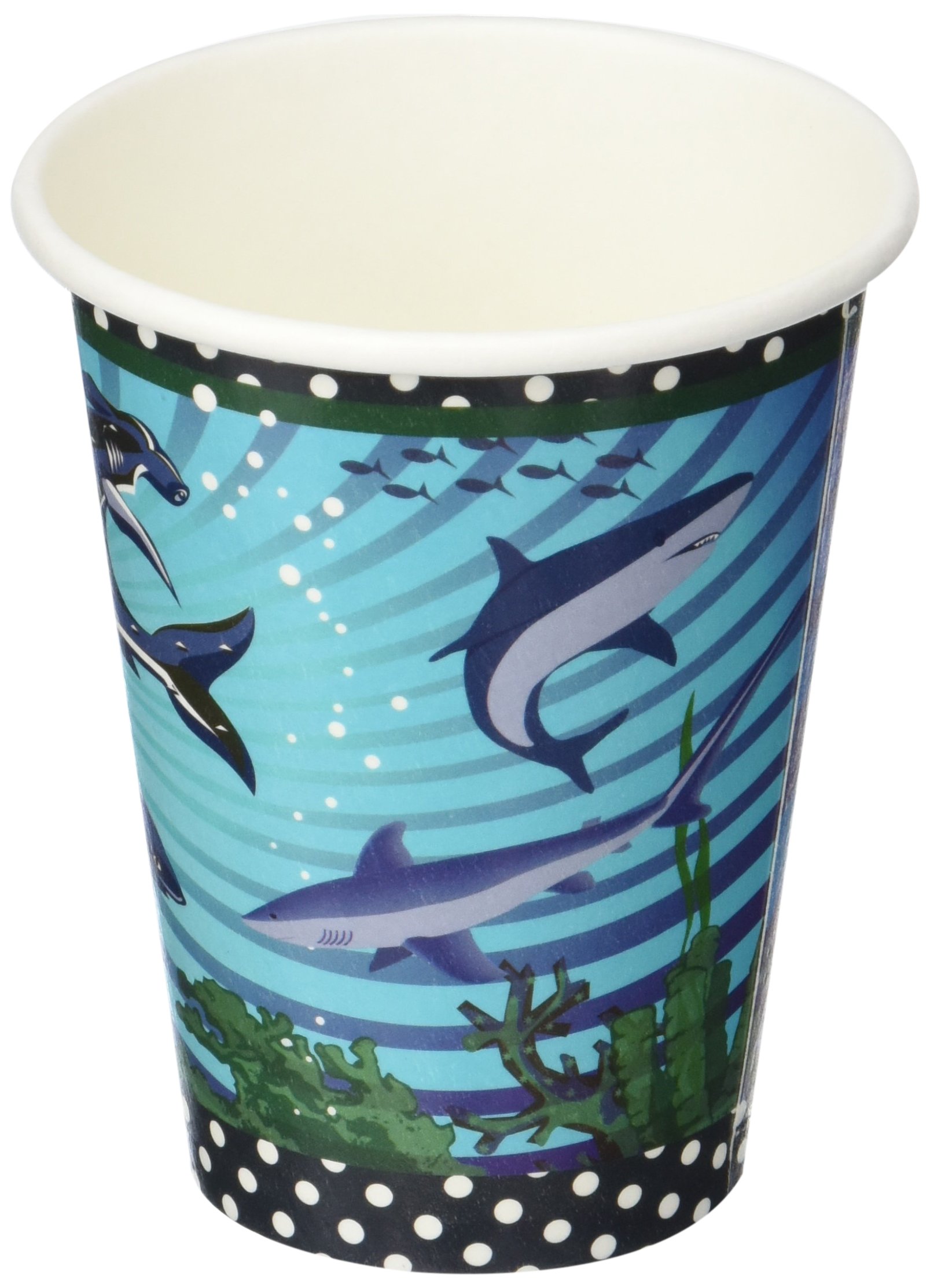 Forum Novelties Shark Themed 9 oz Plastic Cups (8 Pack) - Perfect for Kids Birthday Parties, Pool Parties, and Summer Beach Events