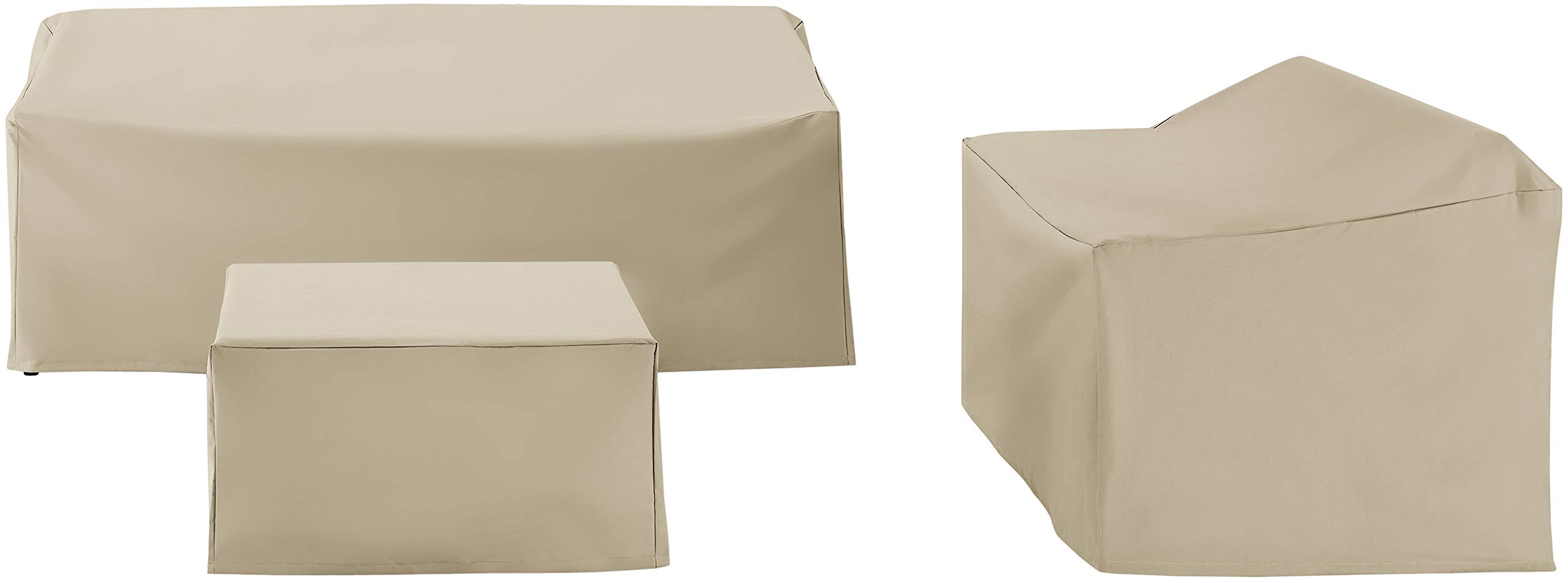 Crosley Waterproof 3-Piece Patio Furniture Cover Set for Outdoor Sectional Sofa - All-Weather Protection for Garden, Deck & Backyard Furniture (Tan)