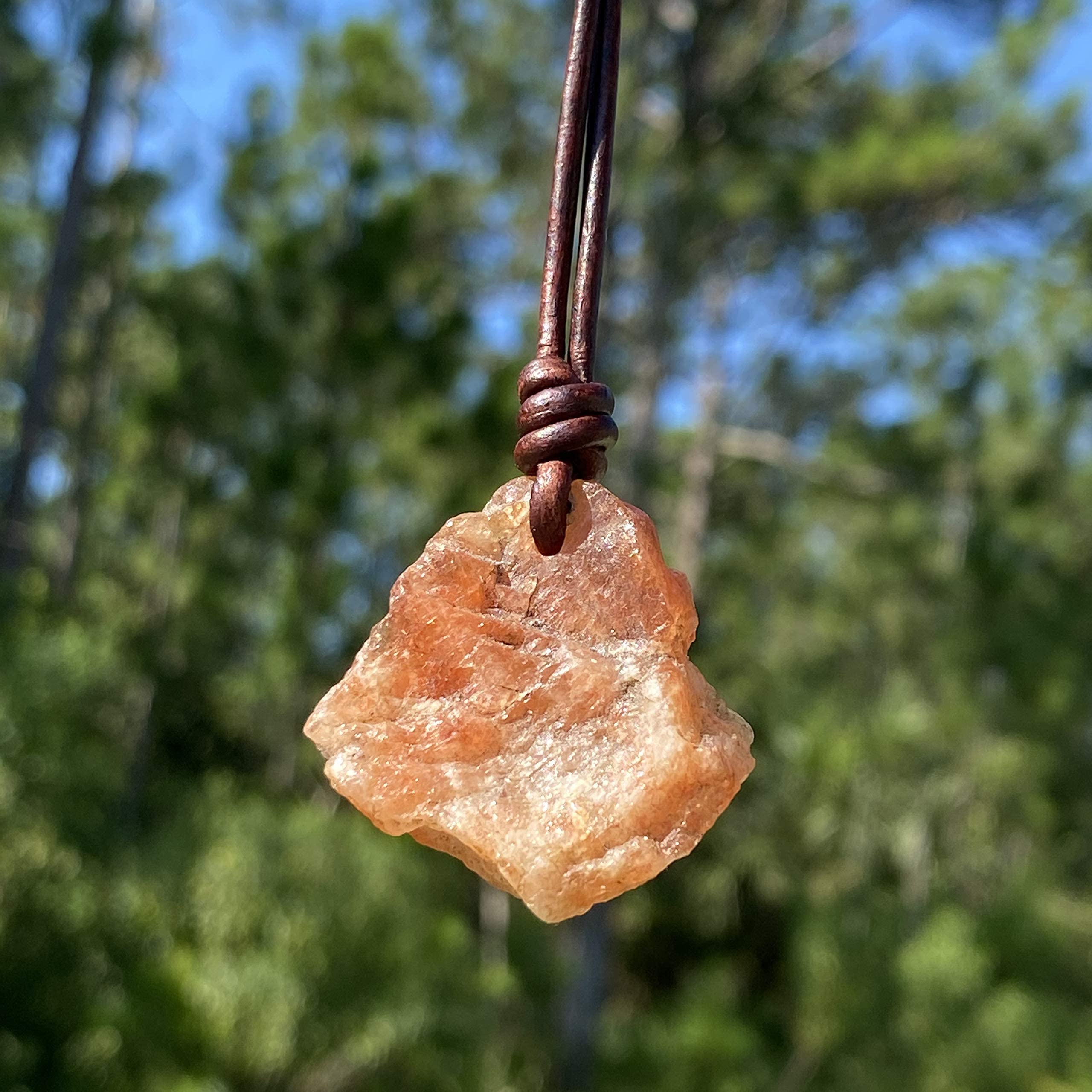 Sunstone Raw Necklace - Genuine Natural Healing Stone Jewelry for Women & Men | Spiritual Pendant for Emotional Protection & Balance | Rough Crystal Gemstone Gift for Best Friend (Piedra Del Sol) | Perfect for Meditation, Yoga & Energy Healing
