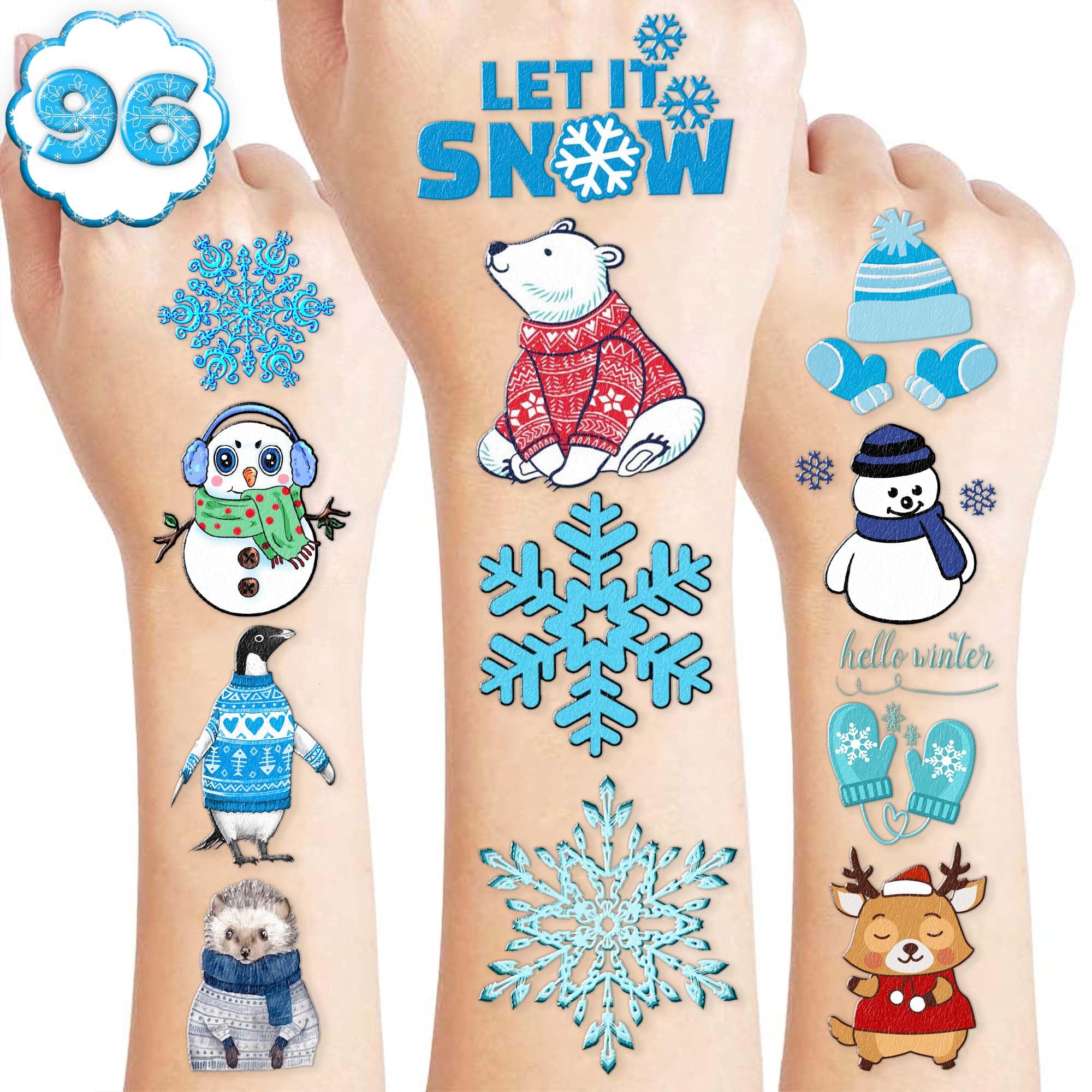 100PCS Winter Snowflake Temporary Tattoos - Fun Snow Themed Stickers for Kids Birthday Parties, Classroom Rewards & Holiday Decorations | Perfect for Christmas Gifts, School Prizes & Seasonal Crafts