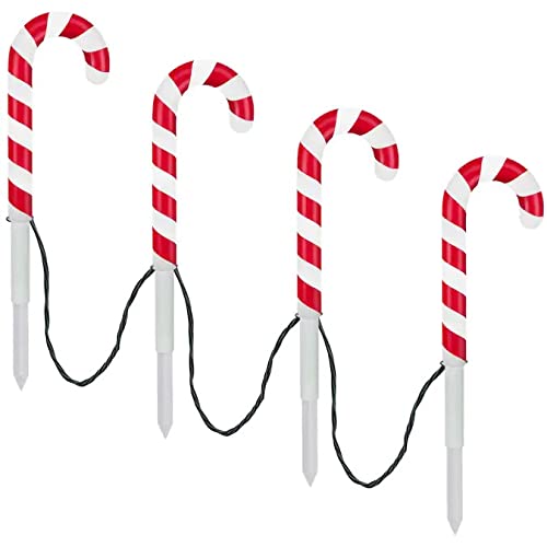 Gemmy Lightshow 4-White LED Candy Pathway Lights - Indoor/Outdoor Holiday Decorations for Christmas, Halloween & Garden Parties