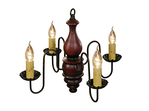 Handcrafted Abigail Wooden Chandelier in Barn Red & Black Rub - Rustic Farmhouse Lighting - Made in USA - Perfect for Dining Rooms, Bedrooms & Cabin Decor