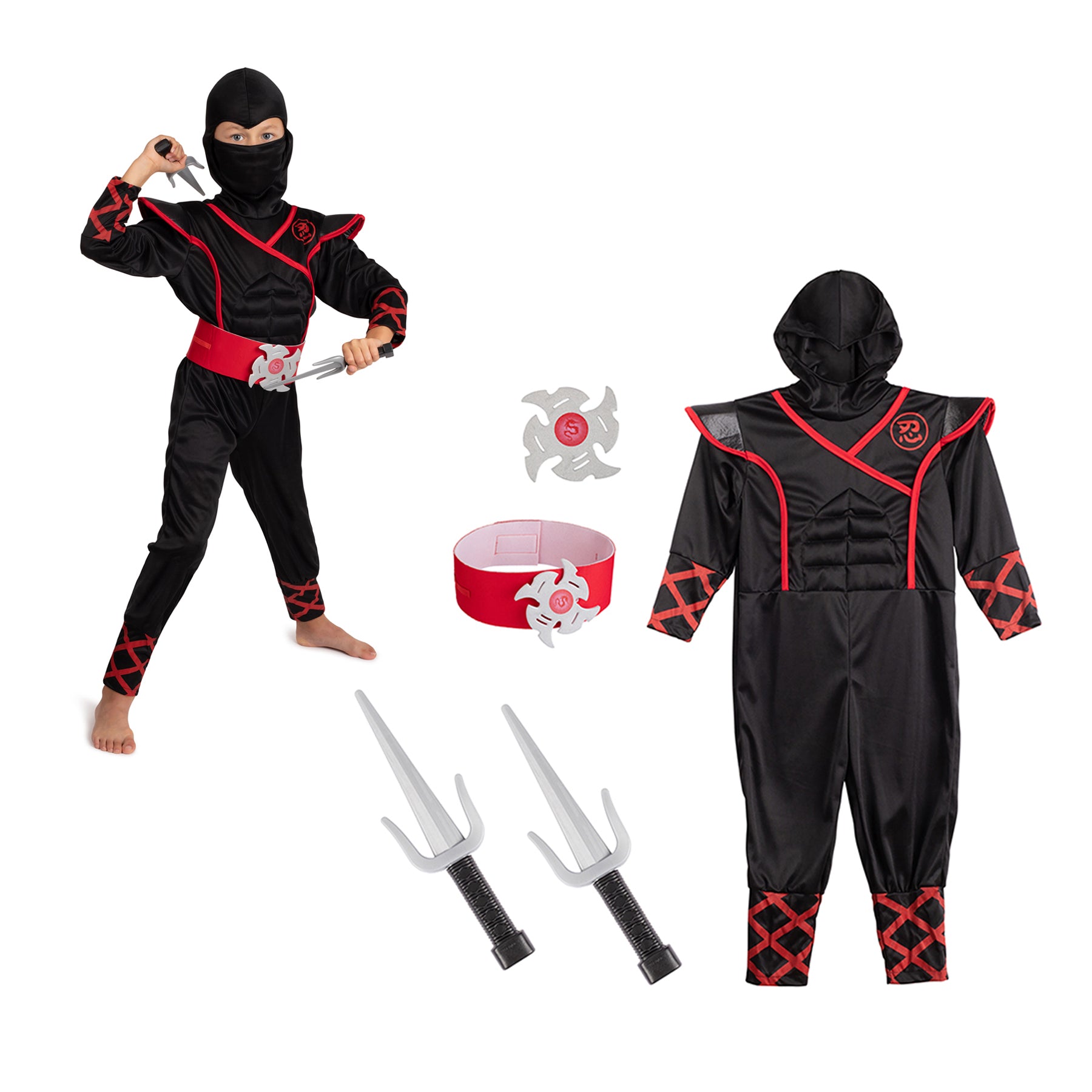 BORN TOYS Ultimate Ninja Warrior Costume Set - Complete Dress Up Play Kit for Kids | Halloween, Cosplay & Role Play Costume | Birthday Party, Pretend Play & Action Adventure