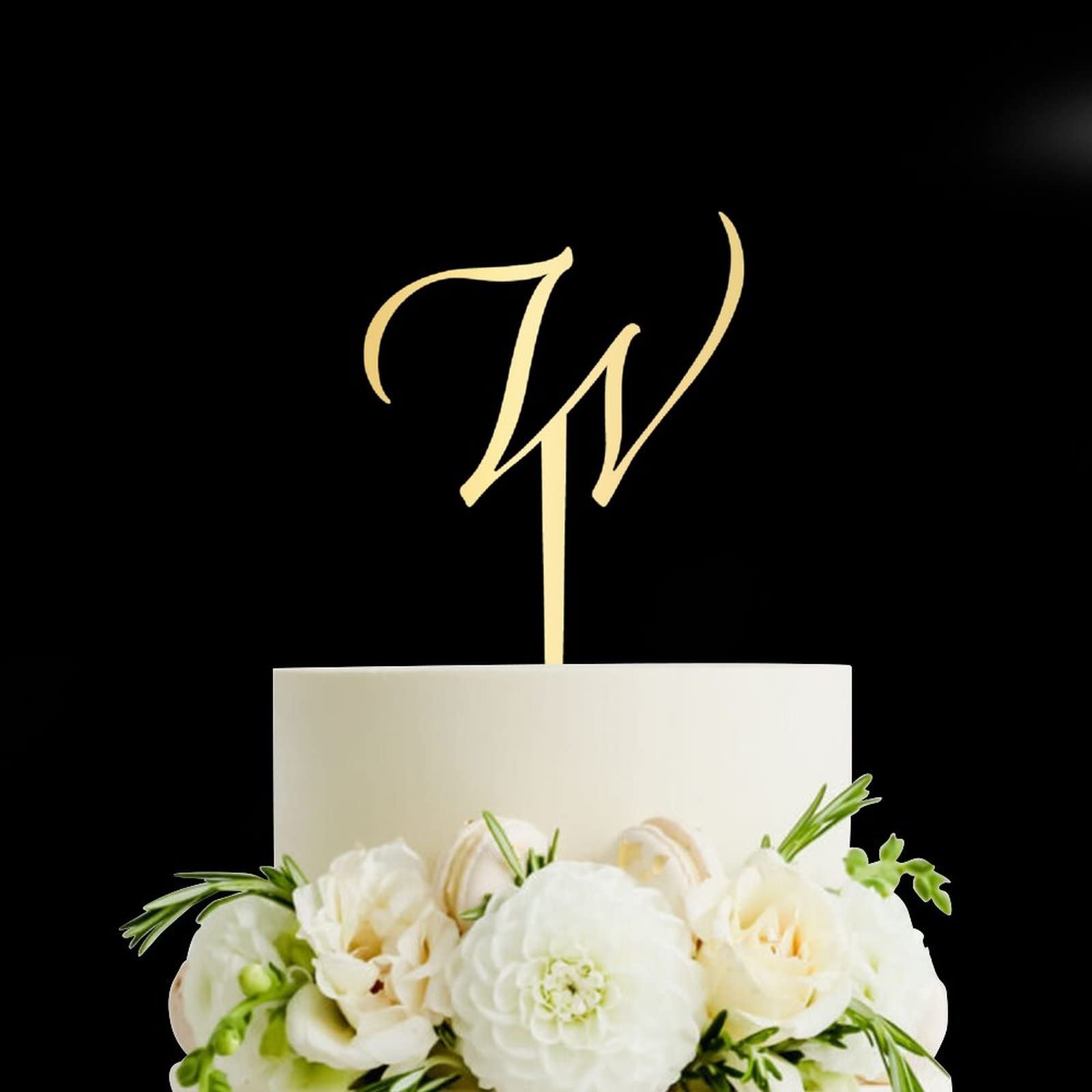 Personalized Acrylic Gold Glitter Letter W Cake Topper - Rustic Wedding, Anniversary, Engagement Party Decor - Perfect for Custom Cakes and Special Celebrations