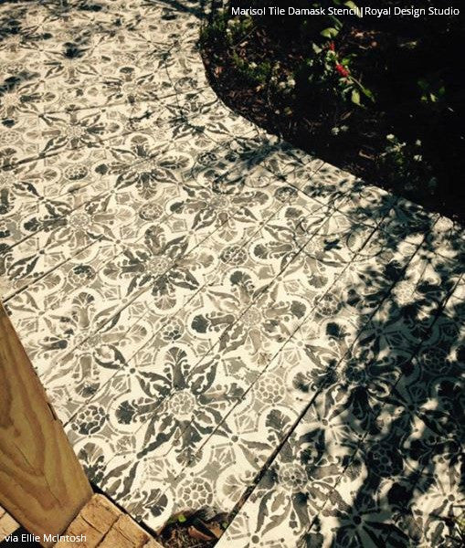 Marisol Damask Tile Stencil - Reusable DIY Wall & Floor Stenciling Kit for Home Decor, Bathroom, Kitchen Backsplash - Perfect for Painting Patterns on Ceramic, Wood, Concrete Surfaces
