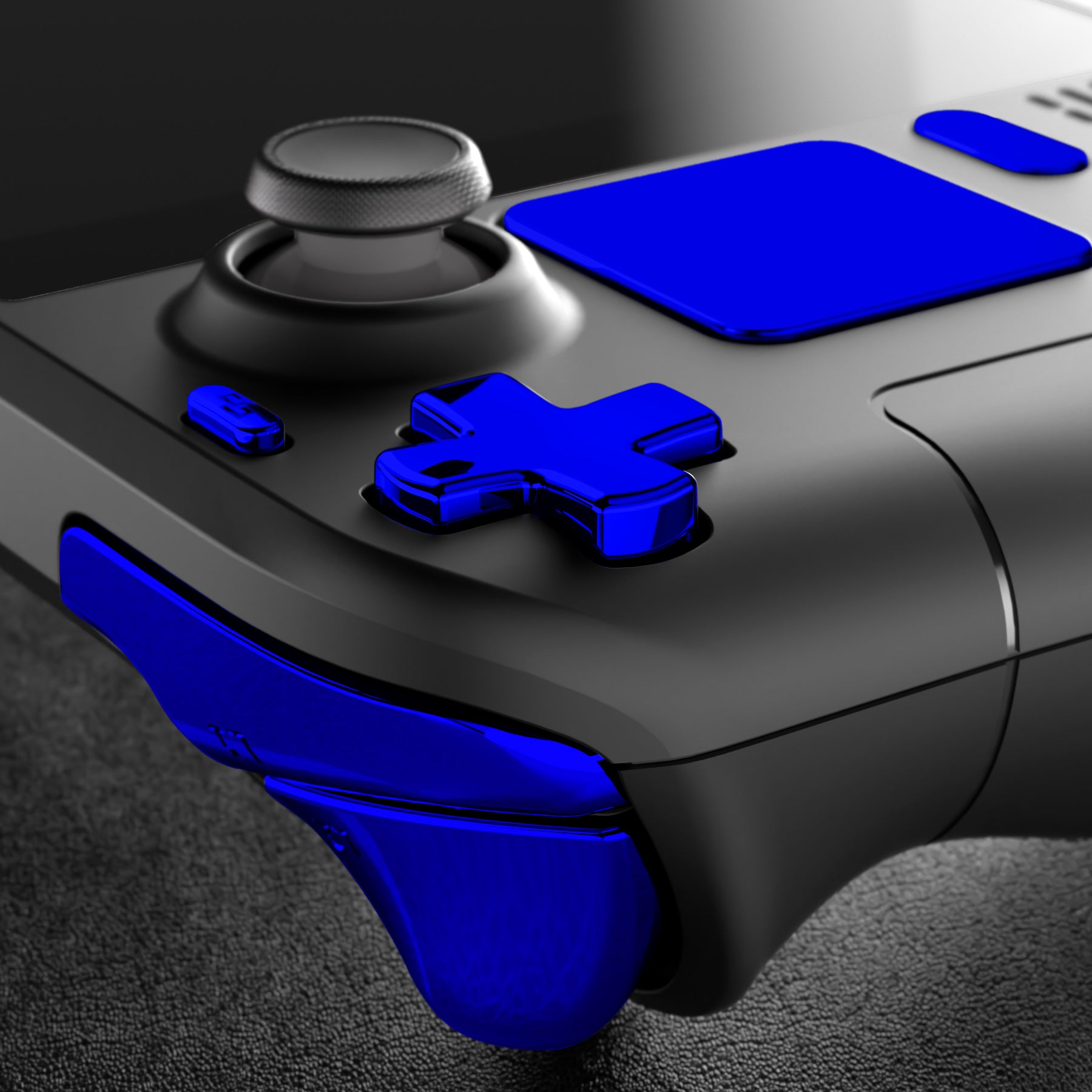 eXtremeRate Chrome Blue Replacement Full Set Buttons for Steam Deck LCD - Upgrade Your Gaming Controller with Premium Custom Buttons - Perfect for Steam Deck Modding & Enhanced Gameplay Experience