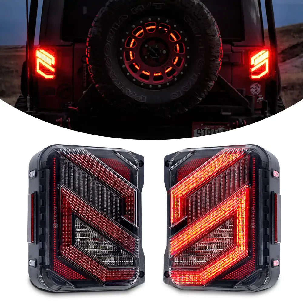 LOYO® LED Tail Lights for Jeep Wrangler JK & JKU (2007-2018) - Unique S-Shaped Design | Waterproof & Durable | Perfect for Off-Roading & Night Driving