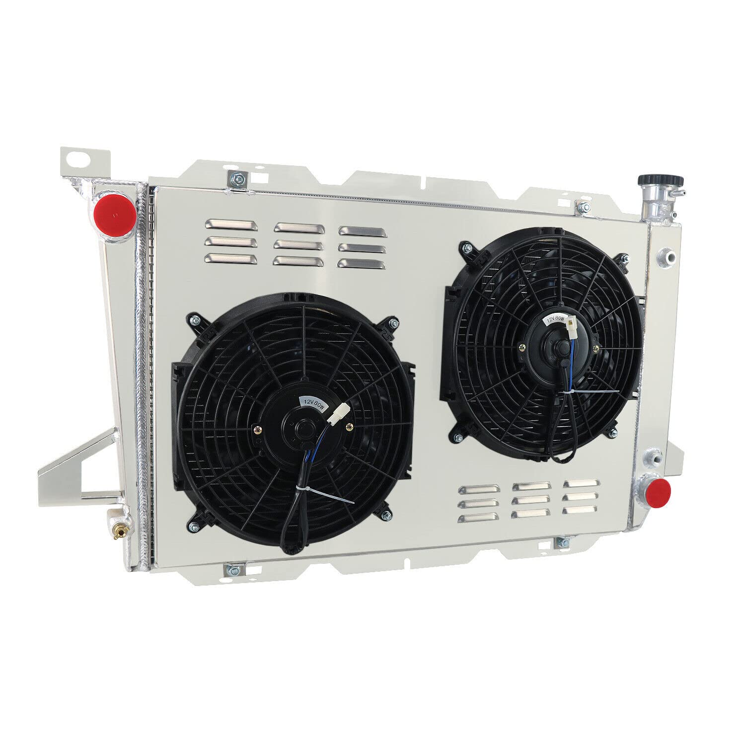 1985-1997 Ford Bronco F150 F250 F350 4.9L L6 4-Row Aluminum Radiator with Shroud, Fan & Relay Kit - Heavy Duty Cooling Upgrade for Off-Roading, Towing & Hot Weather Driving