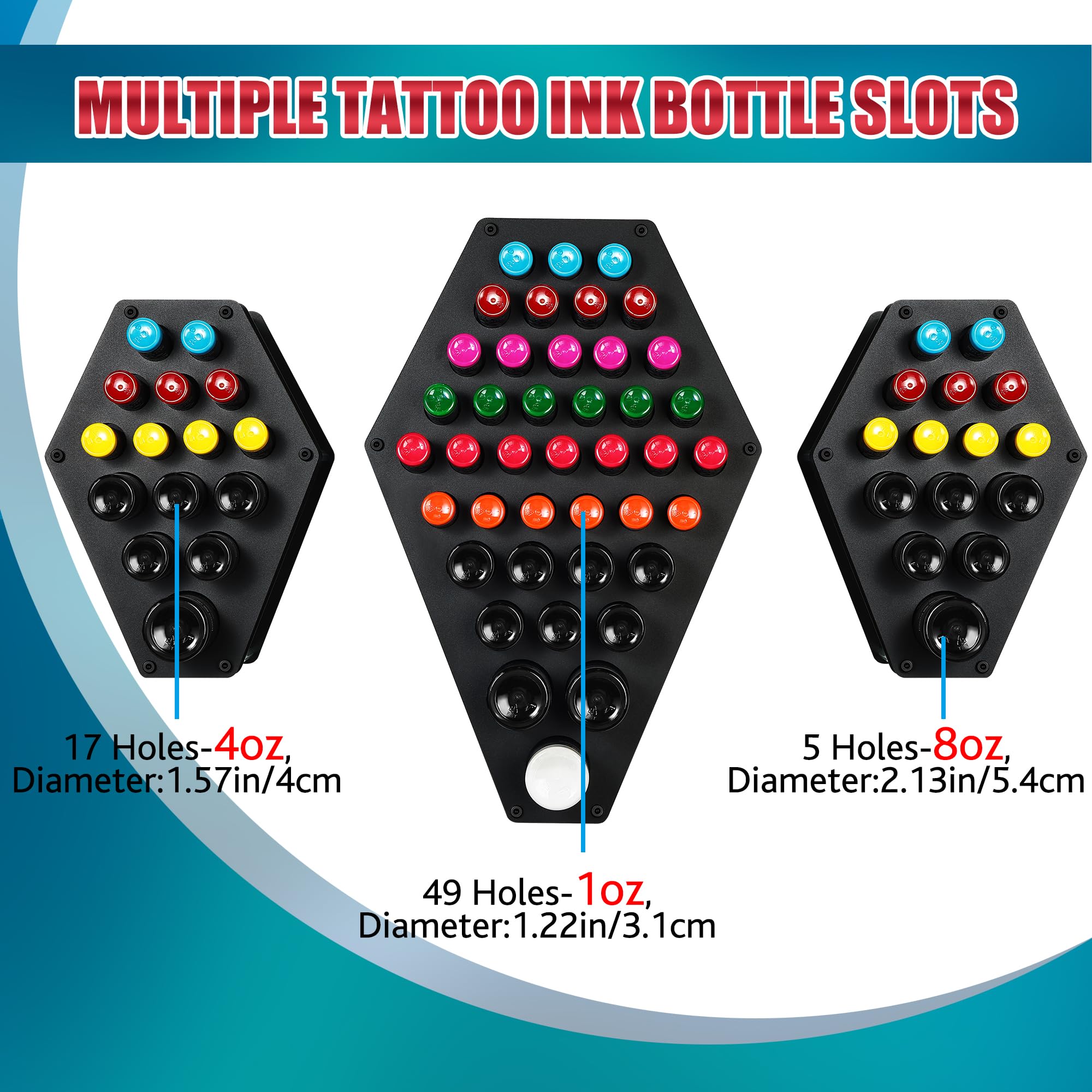 Poarmeey 71-Hole Tattoo Ink Bottle Holder - Professional Organizer Stand for 1oz, 41oz & 81oz Pigment Bottles (Display Rack Only) | Perfect for Tattoo Studios, Art Workshops & Ink Storage