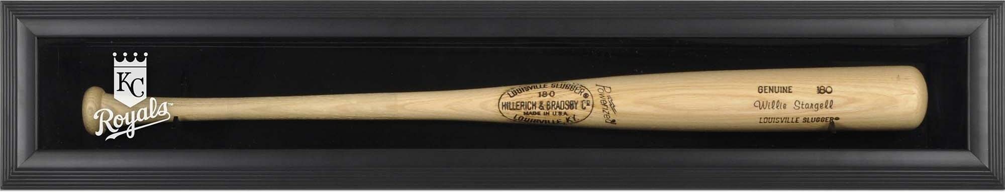 Kansas City Royals Logo Framed Single Baseball Bat Display Case - Free Standing Bat Holder for Collectors - Perfect for Home, Office, or Sports Memorabilia Room Decor