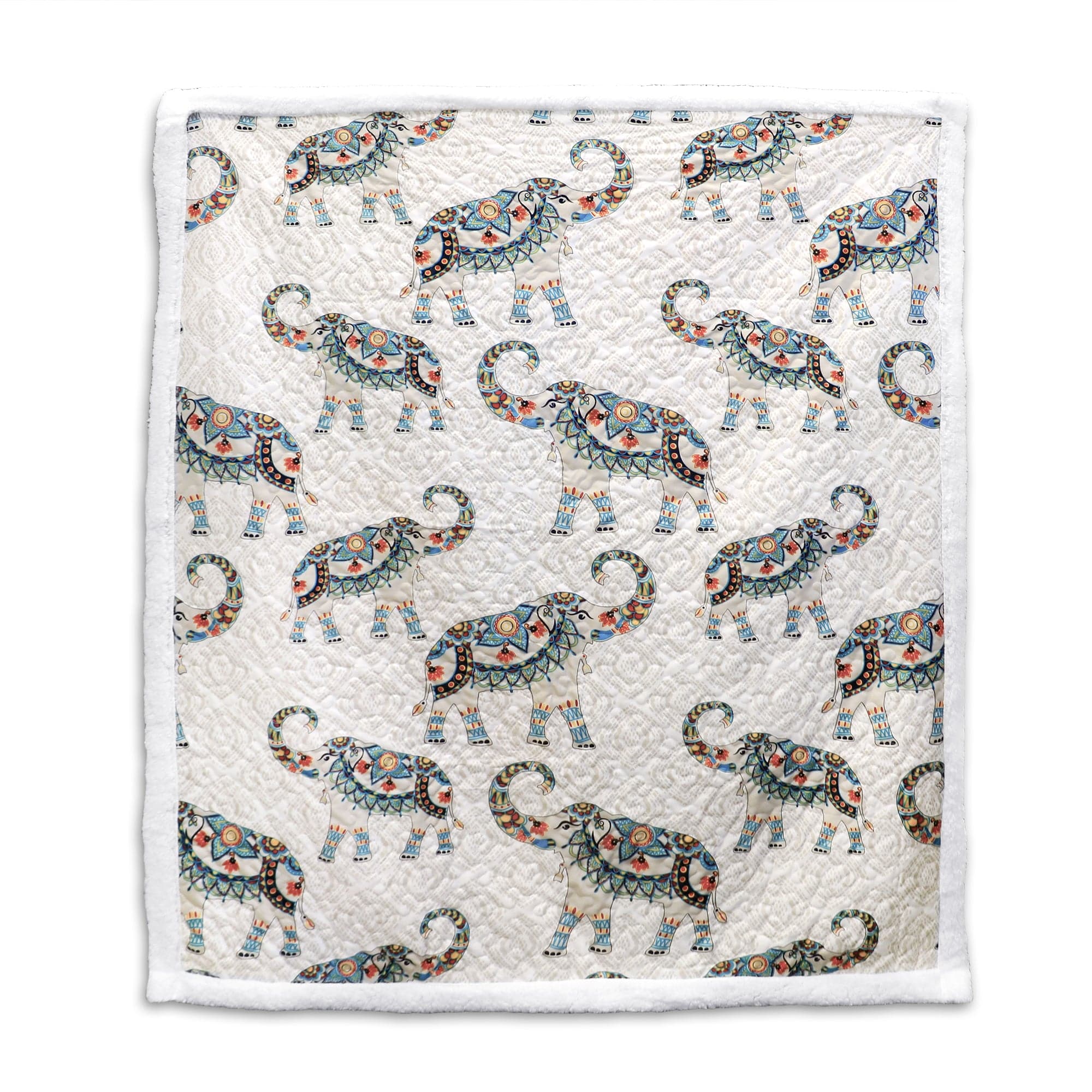 Hati Elephants Sherpa Blanket - Soft & Cozy Flannel Throw for Couch, Bed, and Travel - Perfect for Home Decor, Gifts, and Winter Warmth