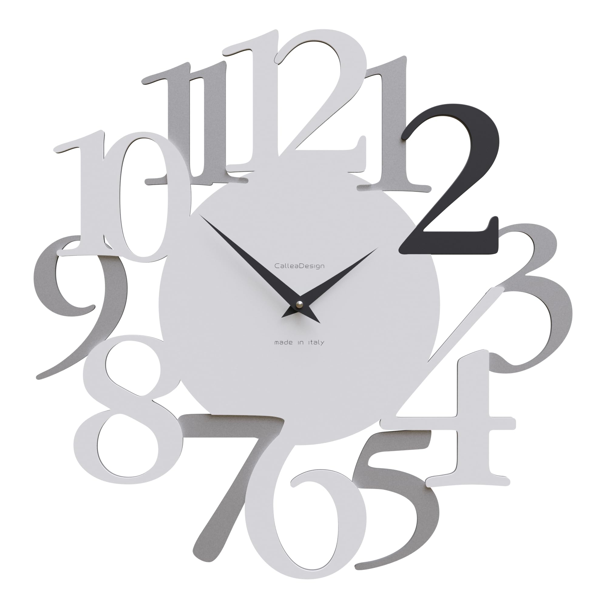 CalleaDesign 17.7 Inch Modern Wall Clock - Russell Black Large Silent Non-Ticking Decorative Clock for Living Room, Bedroom, Office & Home Decor