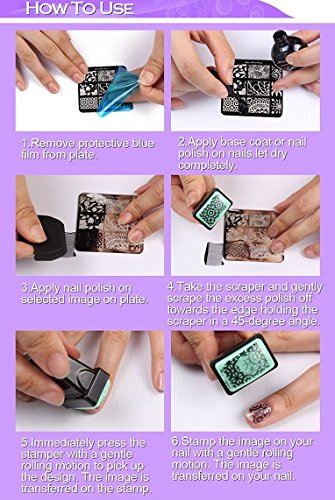 20 Pcs Mix Design Nail Stamping Plates Kit with 1 Stamper & 1 Scraper - Professional Nail Art Image Templates for Manicure & DIY Nail Designs - Perfect for Home Salon, Party Nails & Gift Ideas (A1-20)