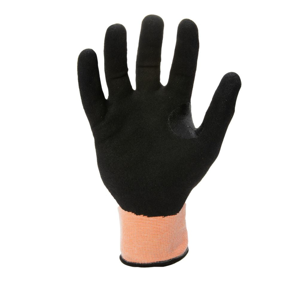 212 Performance AXA5 09 011 AX360 Seamless Foam Nitrile Dipped Cut Resistant Hi-Viz Gloves - EN Level E, ANSI A5, X-Large Orange - Ideal for Construction, Warehouse & Industrial Safety Work