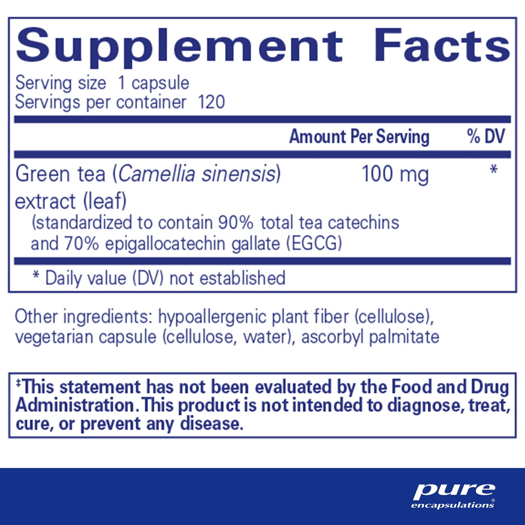 Pure Encapsulations Decaffeinated Green Tea Extract Supplement - Antioxidant Support for Energy & Metabolism - Perfect for Daily Wellness Routine & Detox