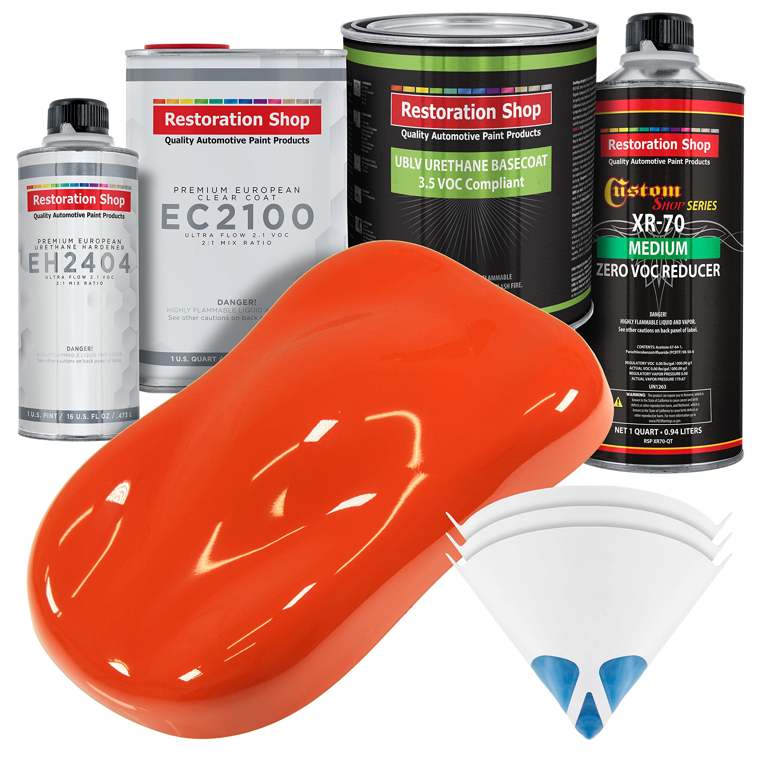Restoration Shop Charger Orange Low VOC Urethane Basecoat with European Clearcoat - Complete Quart Automotive Paint Kit for Car Restoration & Custom Painting - Perfect for Classic Cars, Muscle Cars & Auto Body Repair