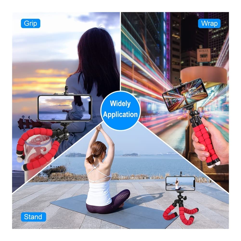 RajoNN Flexible Octopus Tripod for Phone & Mini Camera - Portable Phone Holder Stand with Sponge Grip, Clip Mount (Blue) - Perfect for Travel, Vlogging, and Hands-Free Photography