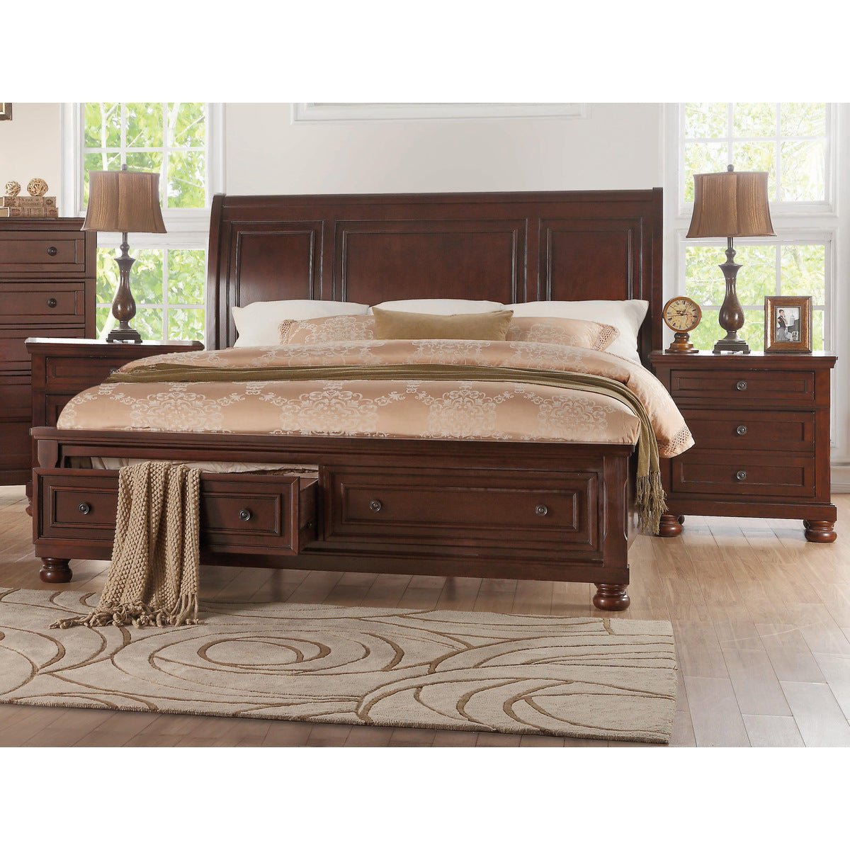 Cherry Blossom Begonia Storage Bed with Underbed Drawers - Space-Saving Bedroom Furniture for Small Apartments & Guest Rooms