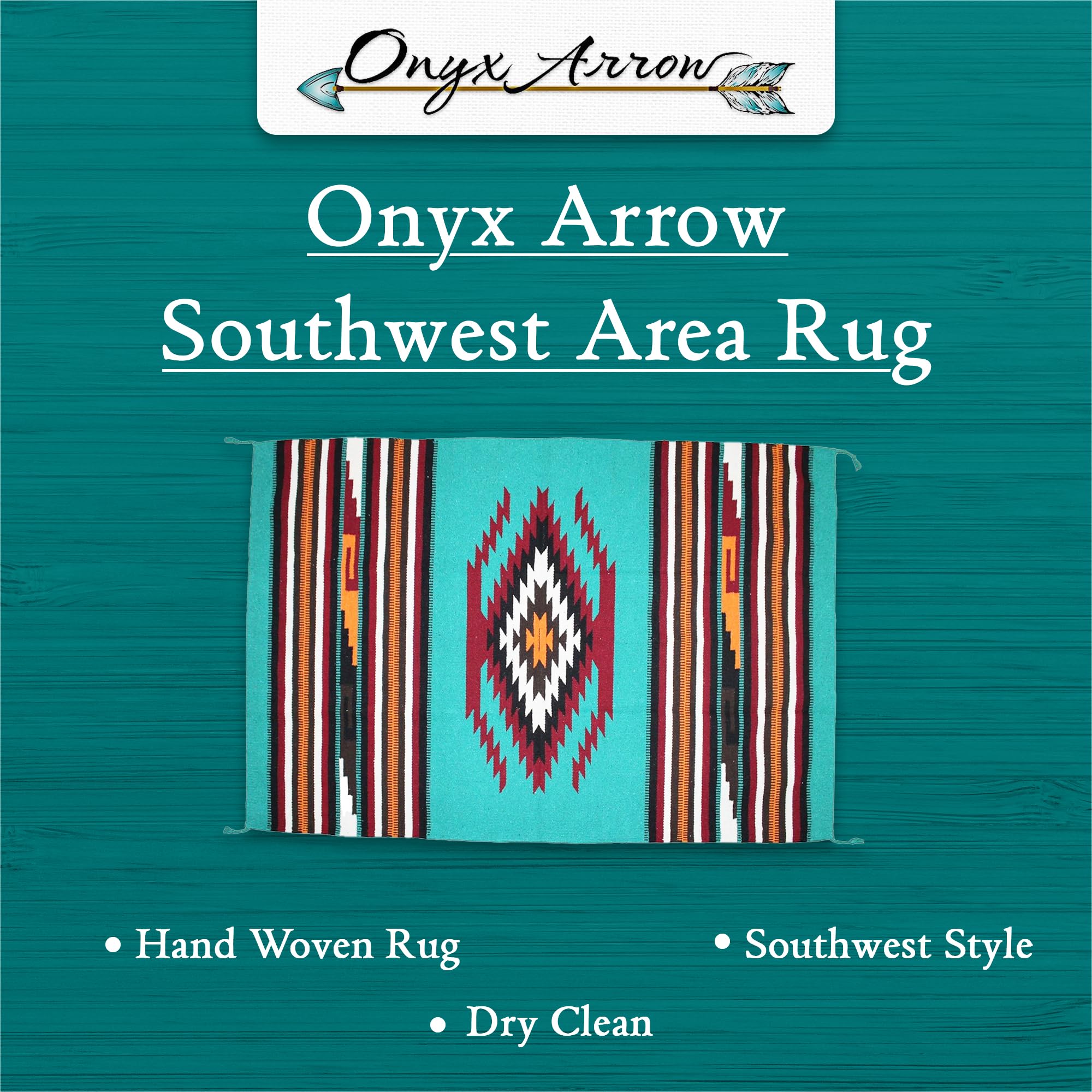Southwestern Boho Washable Area Rug - Indoor/Outdoor Farmhouse Decor Rug - Western Style for Living Room, Dining, Bedroom - Eagle Eye Design in Teal/Maroon - 32x64 Inches - Perfect for Southwest Home Decor, Patio & Boho Chic Spaces