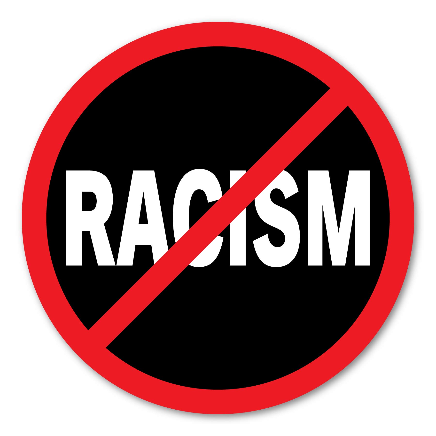 No Racism Circle Sticker - 4 Inch Anti-Racism Decal for Car, Laptop & Fridge - Equality & Unity Magnet by Magnet America - Perfect for Bumper, Notebook & Home Decor to Show Support