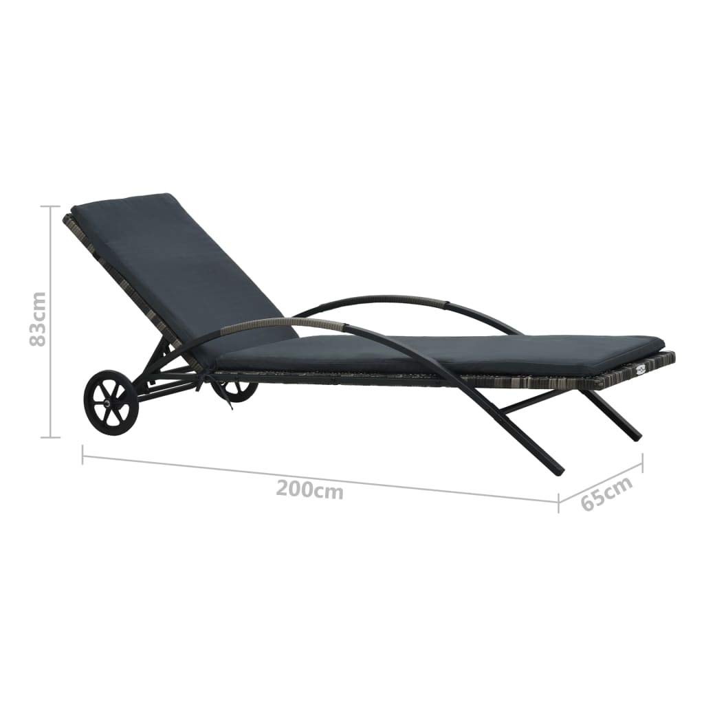 Premium FAMIROSA Sun Lounger with Cushion & Wheels - Durable Poly Rattan in Anthracite - Perfect for Poolside, Patio, and Outdoor Relaxation