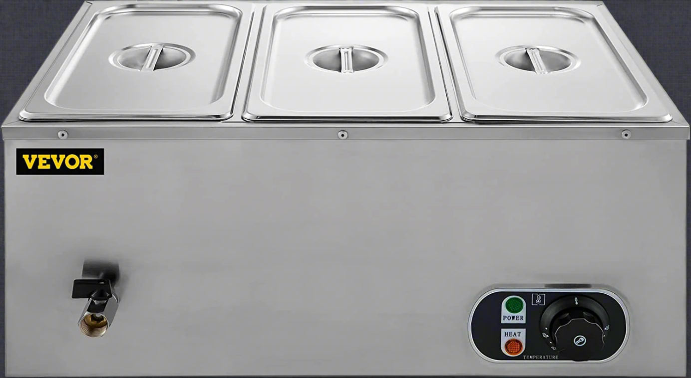 110V Commercial 3-Pan Buffet Food Warmer - 850W Stainless Steel Countertop Warmer, 16 Qt Capacity for Catering, Restaurants & Buffets | Perfect for Keeping Food Hot at Events, Parties & Banquets