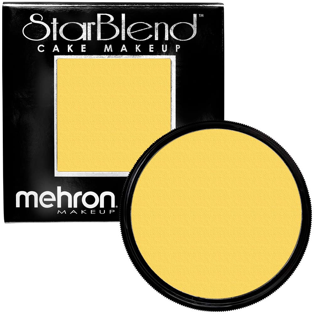 Mehron Makeup StarBlend Cake Makeup - Professional Wet/Dry Pressed Powder Foundation for Face & Body - 2 oz (56g) Yellow Face Paint - Perfect for Halloween, Cosplay & Theater Makeup