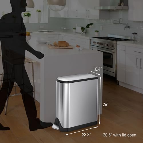 SimpleHuman 45L/11.9 Gallon Butterfly Lid Step Trash Can - Brushed Stainless Steel Kitchen Garbage Bin for Home, Office & Restaurant Use