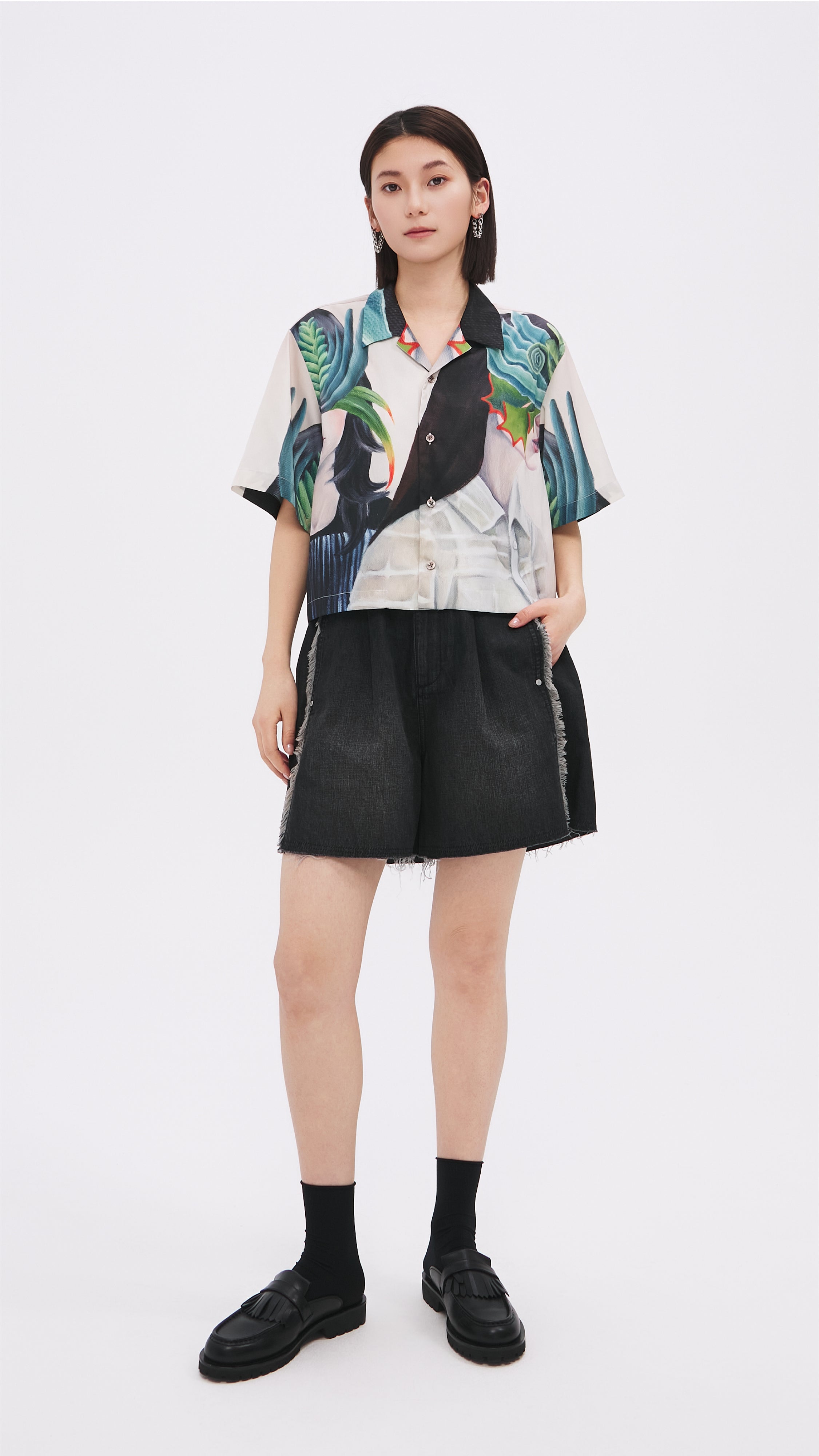 Mariko Enomoto Women's Printed Short Sleeve Shirt - Floral Summer Casual Tops for Beach, Vacation & Everyday Wear