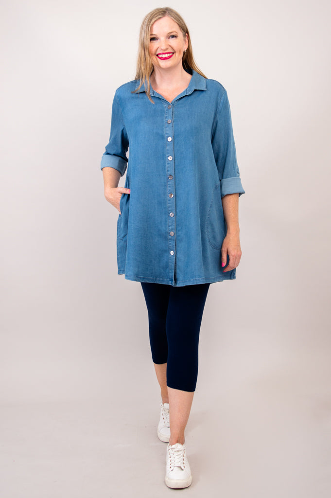 Stylish Tencel Denim Gill Blouse for Women - Comfortable & Trendy Top for Casual Wear, Office Outfits & Date Nights