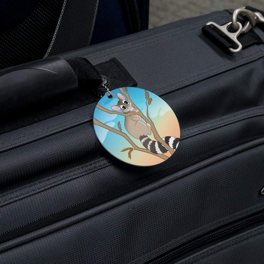 Ring-Tailed Cat Luggage Tag - Durable Round ID Card for Suitcase & Carry-On Bags - Perfect for Travel, Business Trips & Vacation Identification