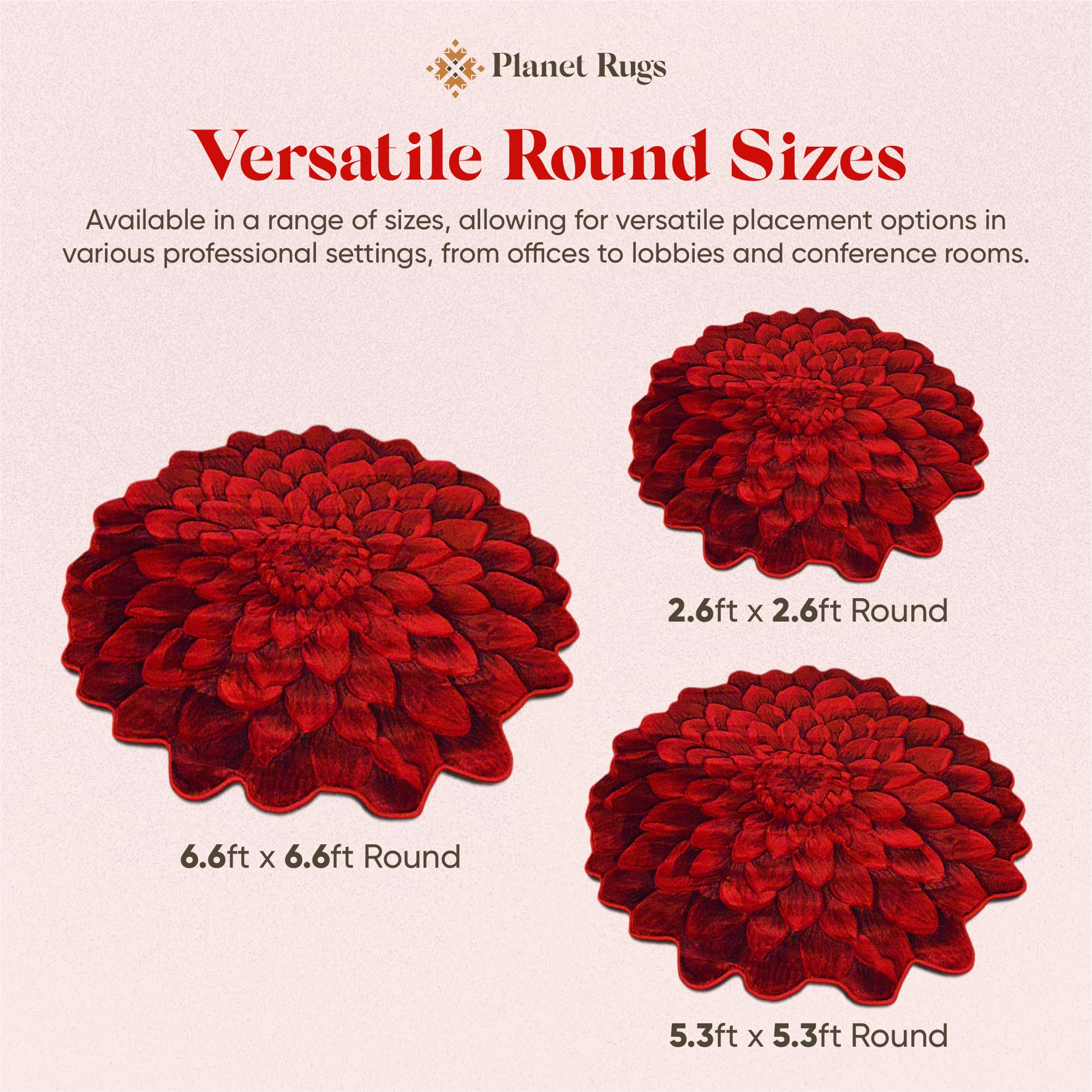 5ft Round Flower Shaped Area Rug - Soft Plush Girly Circle Carpet for Bedroom & Living Room - Vibrant Red Home Decor (Perfect for Boho Chic Decor, Kids Room & Nursery Flooring)