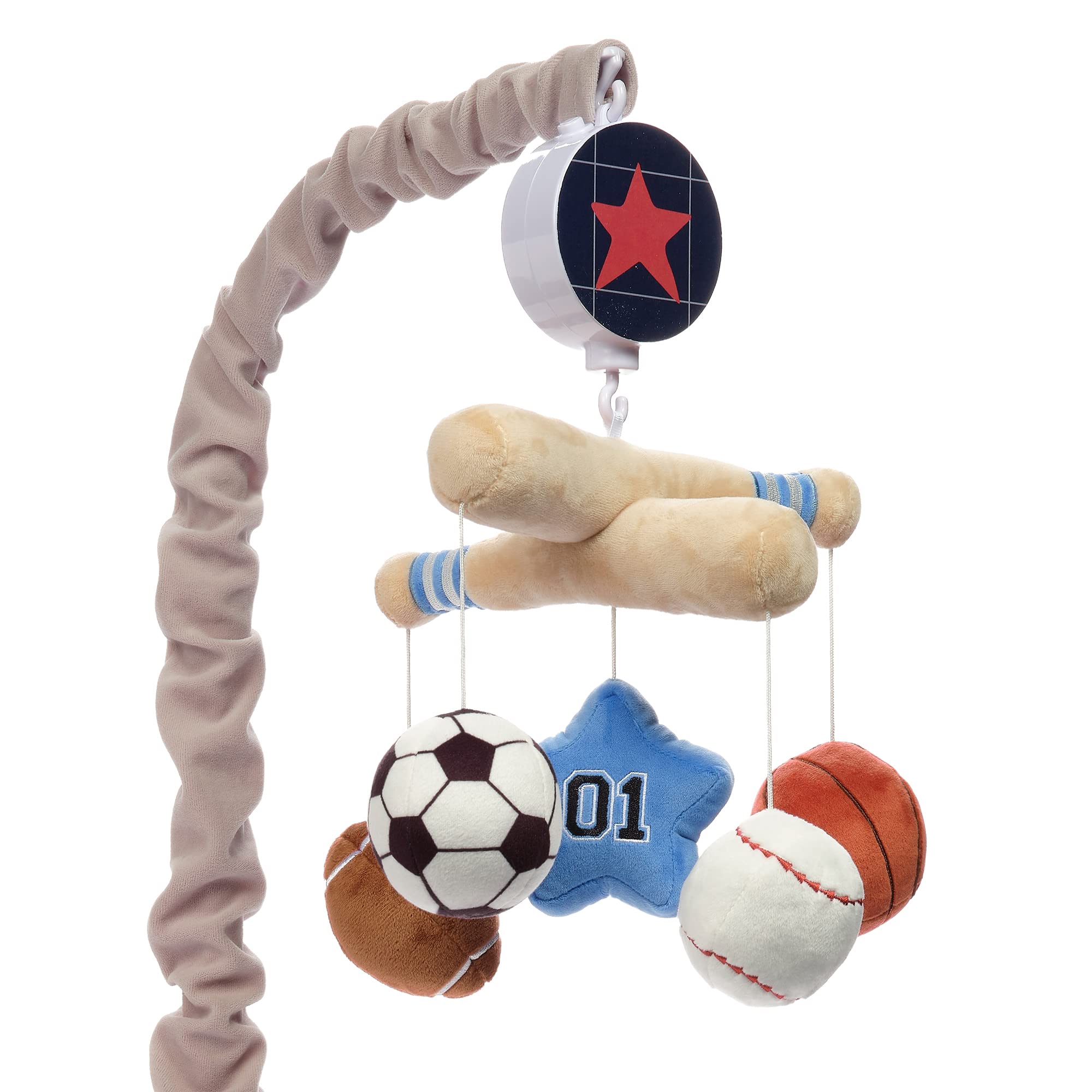 Lambs & Ivy Baby Sports Musical Crib Mobile Soother Toy - Gray | Nursery Decor for Newborns & Infants | Perfect for Bedtime & Playtime