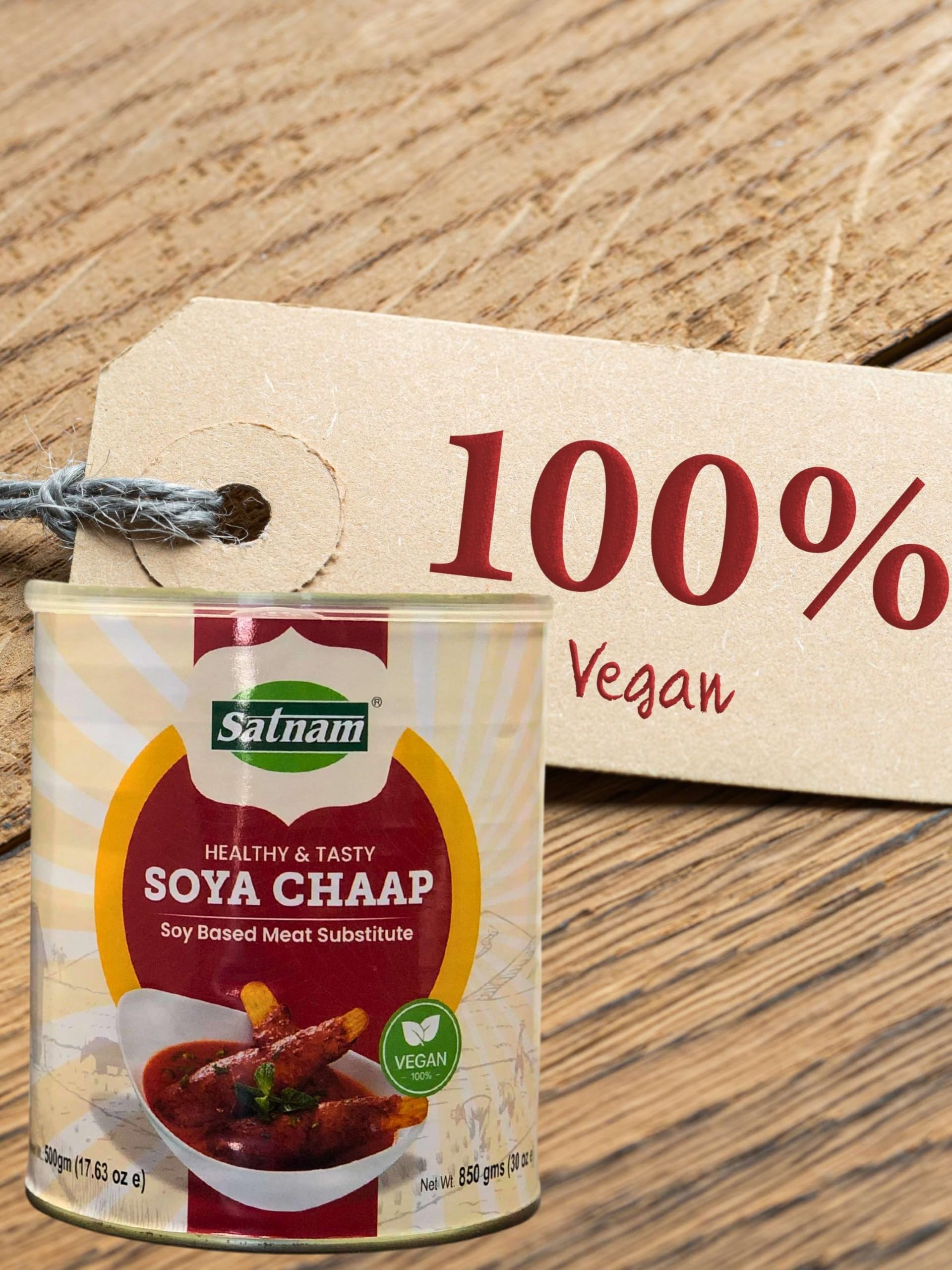 Premium Soya Chaap 850g (30 Oz) | 100% Vegan Plant-Based Protein Meat Substitute | Authentic Indian Soy Product | Fresh & Natural Ingredients | Easy-Open Lid – Perfect for Vegan Meals, Indian Cuisine & Healthy Protein Diets